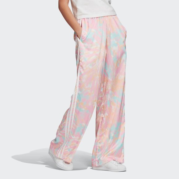 NWT Adidas satin tie dye activewear wide leg pants